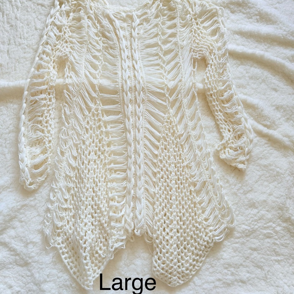 Cream Crochet Open Knit Sweater
